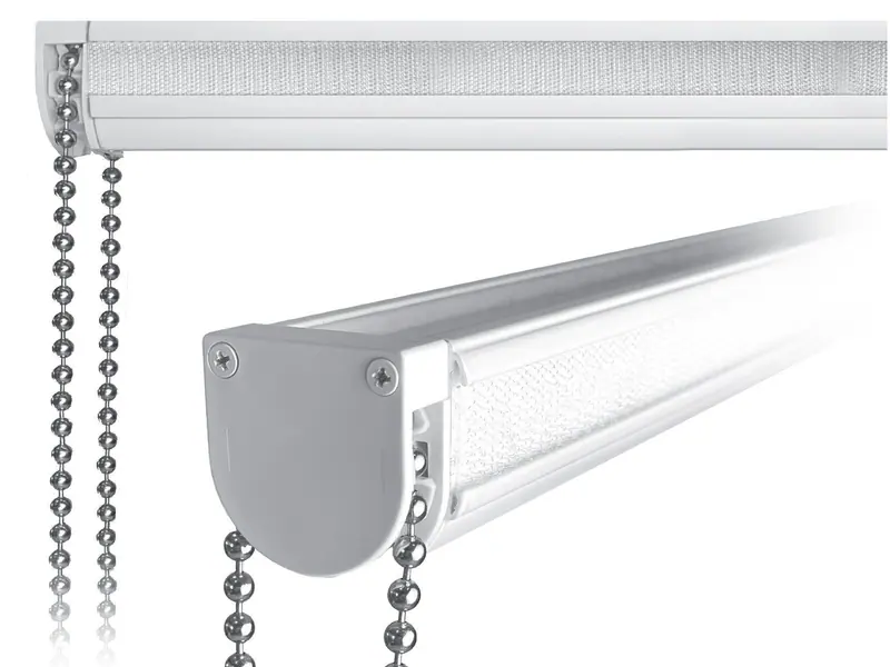 Roman blind headrail with bead chain controls